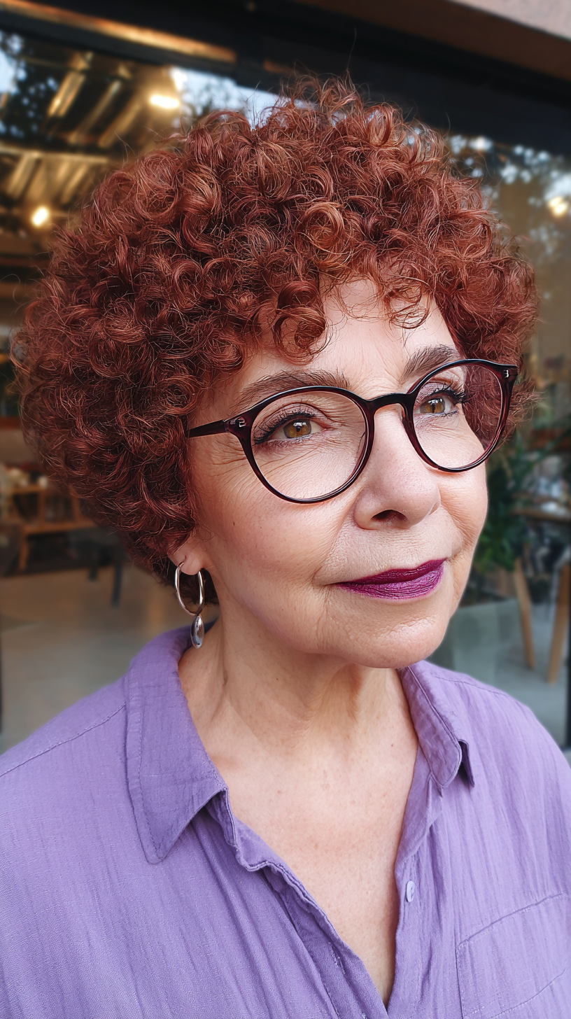 Chic Curly Copper Bob with Defined Curls