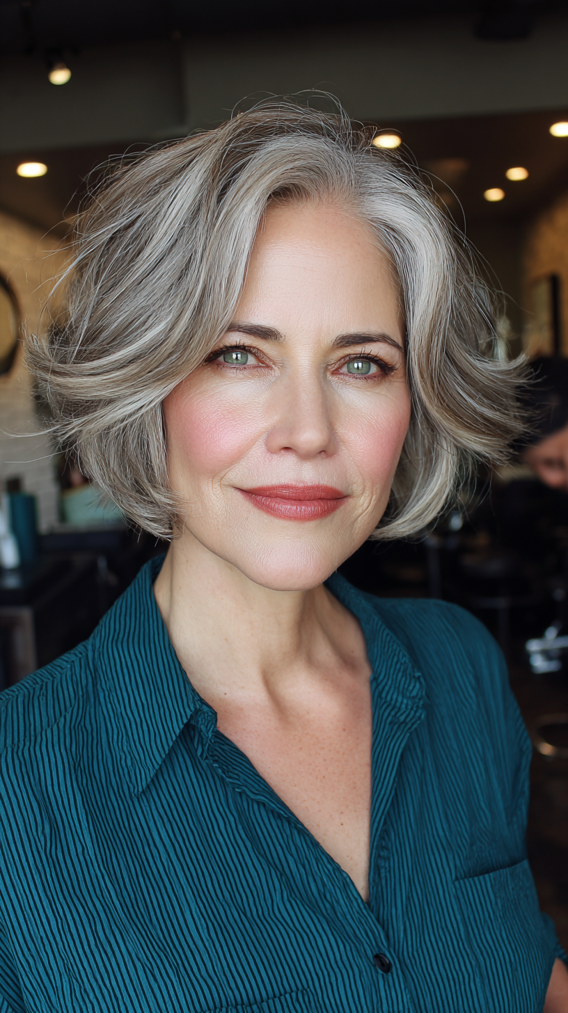 Chic Feathered Bob with Soft Volume and Subtle Highlights