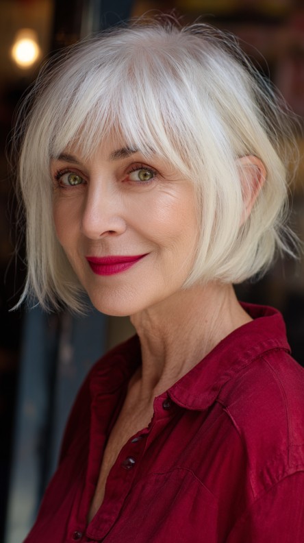 Chic Jaw-Length Bob with Soft Curtain Bangs