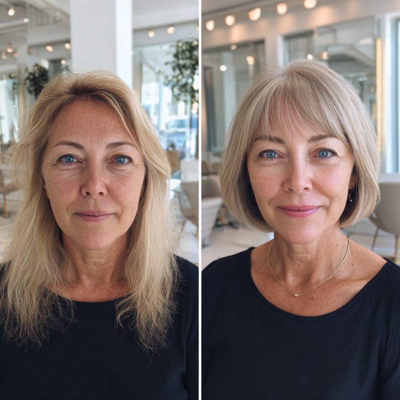 Chic Layered Bob with Soft Curtain Bangs