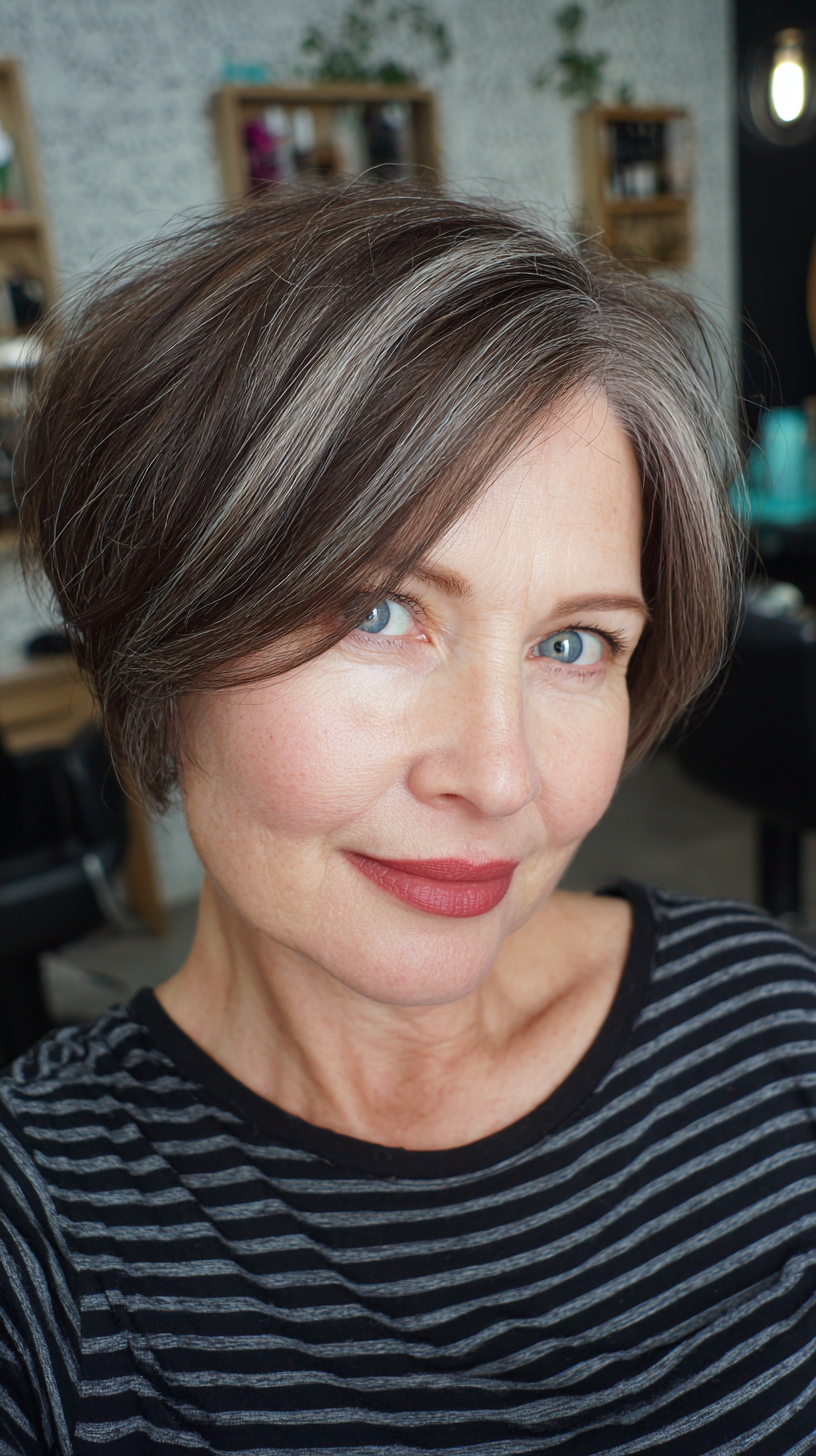 Chic Short Stacked Bob with Highlighted Layers