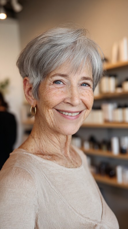 Chic Silver Textured Crop with Soft Layers