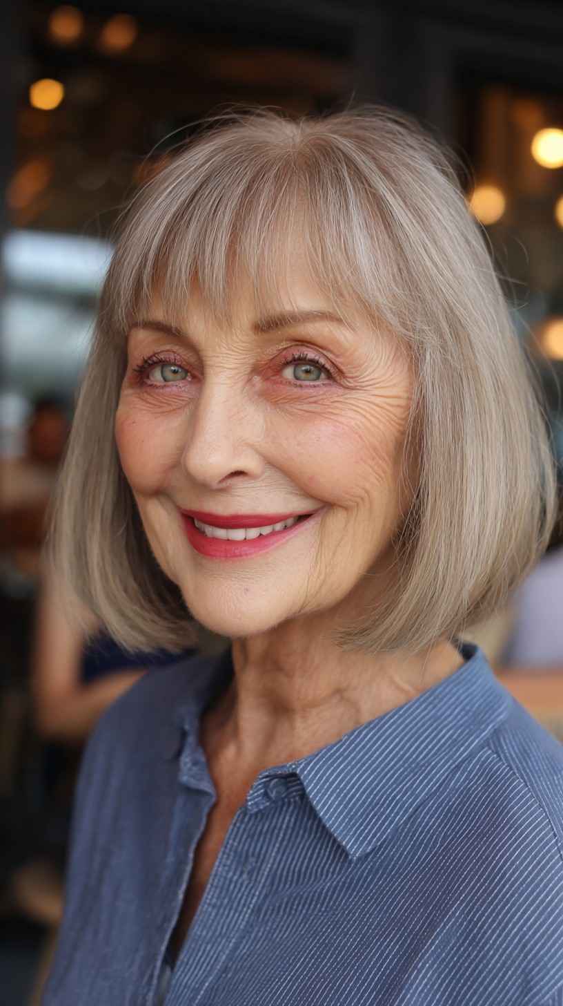 Chic Textured Bob with Curtain Bangs