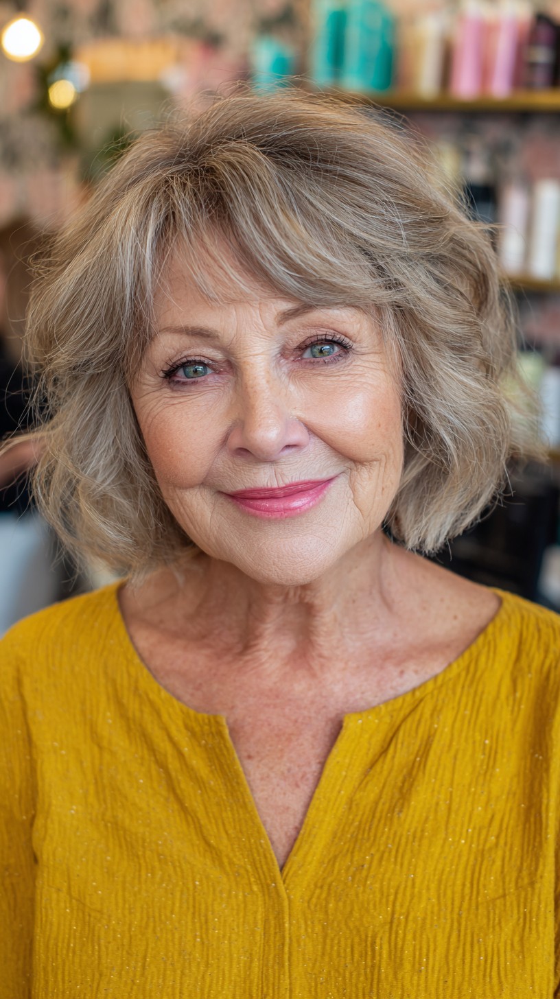 chic textured bob with side swept bangs