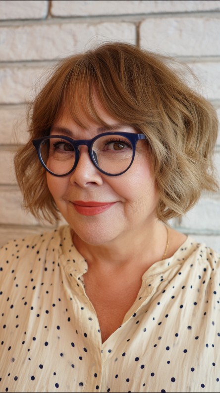 Chic Textured Jaw-Length Bob with Curtain Bangs