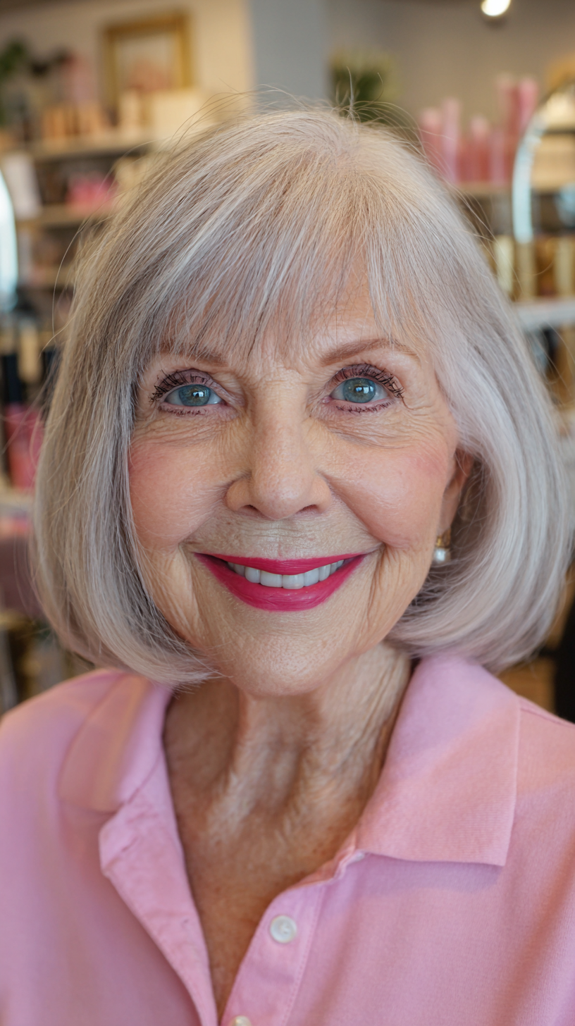 Classic Silver Bob with Soft Bangs