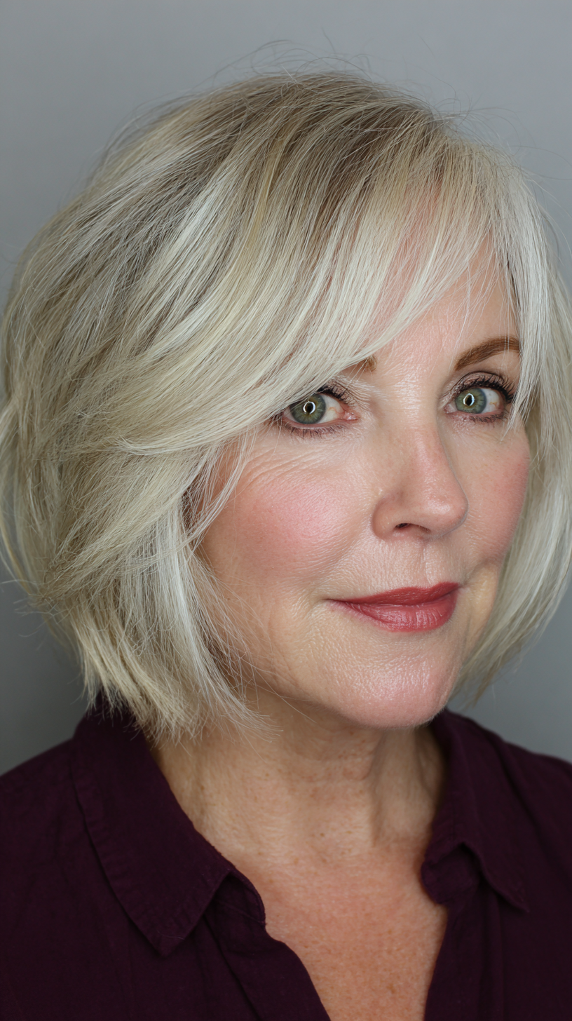 Elegant Feathered Bob with Soft, Face-Framing Layers