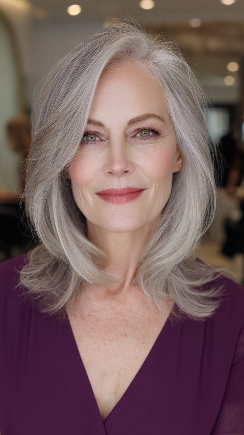 Elegant Soft Feathered Layers with Silver Highlights