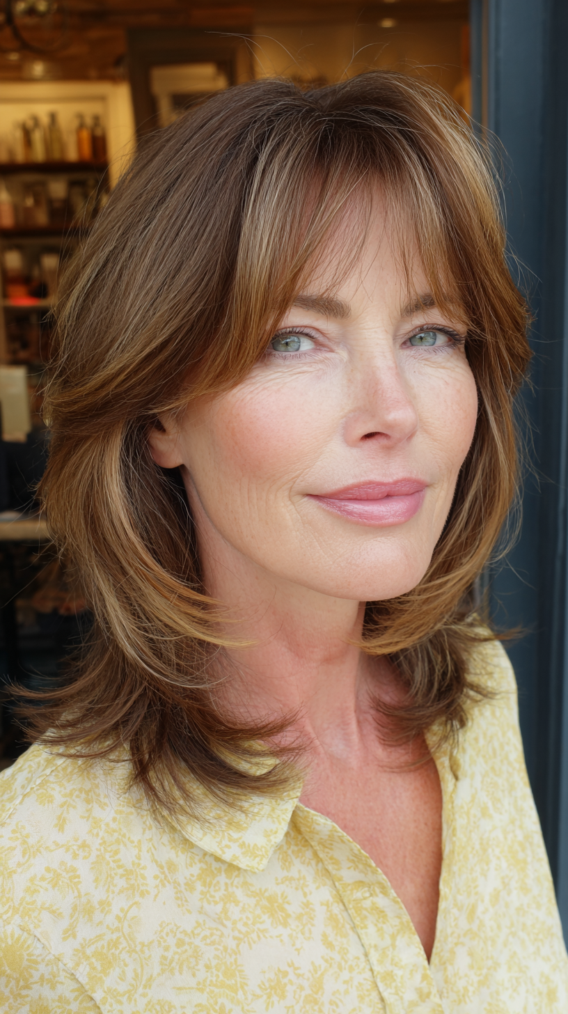 Layered Feathered Cut with Gentle Bangs