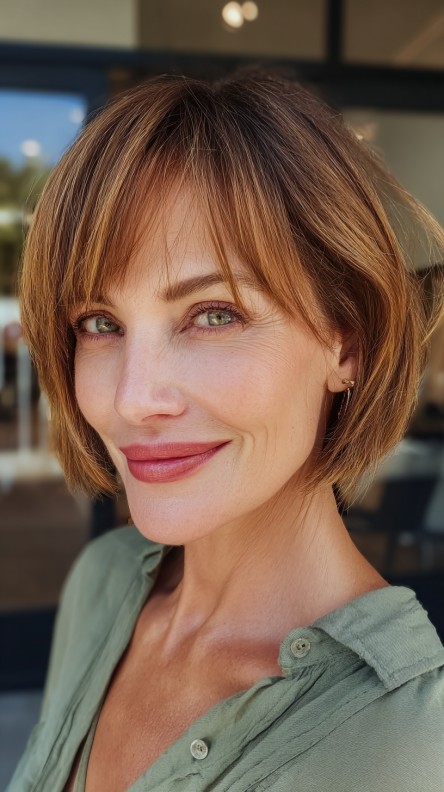 Modern Jaw-Length Bob with Flattering Curtain Bangs