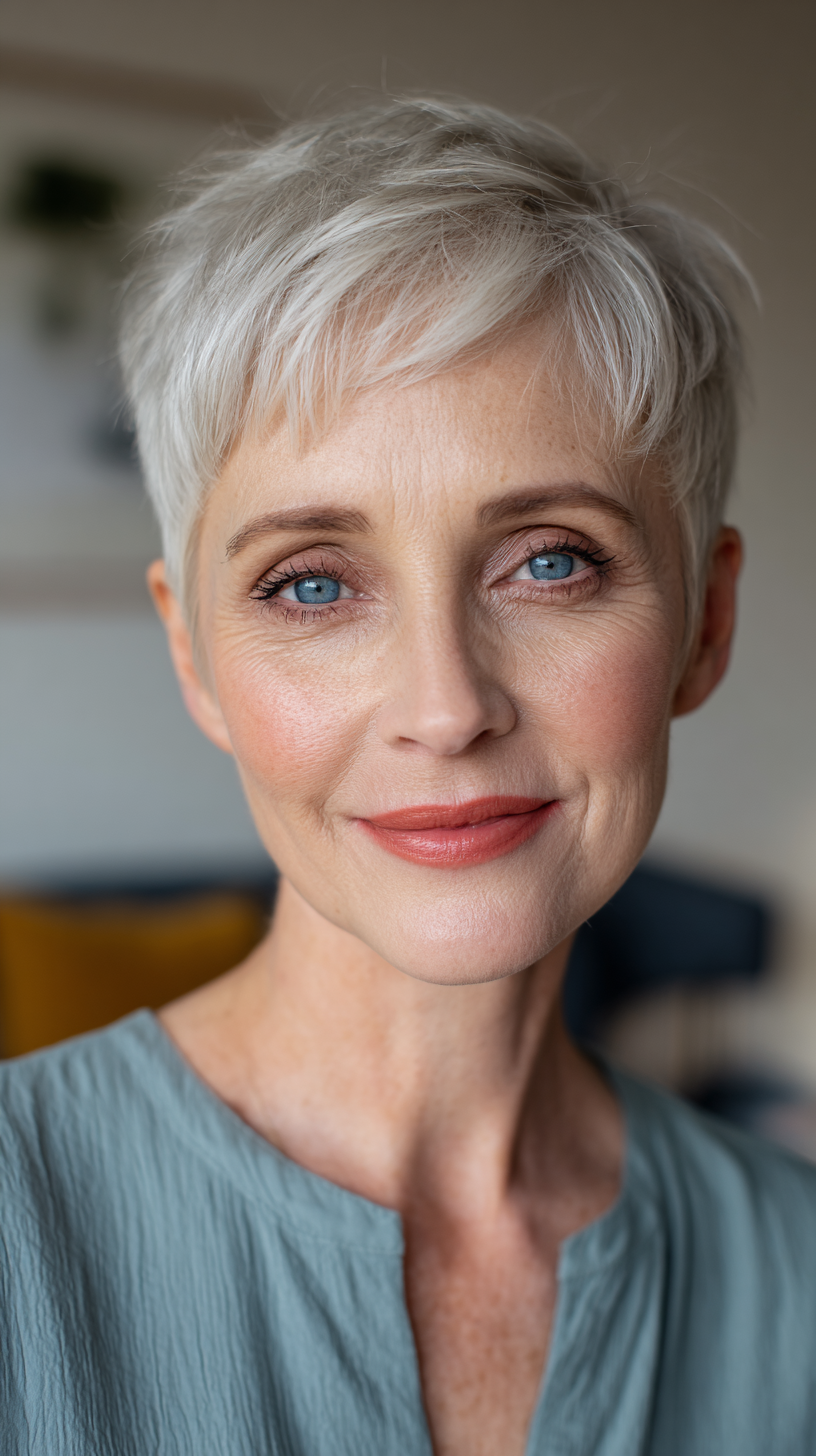 Modern Textured Short Pixie with Subtle Highlights