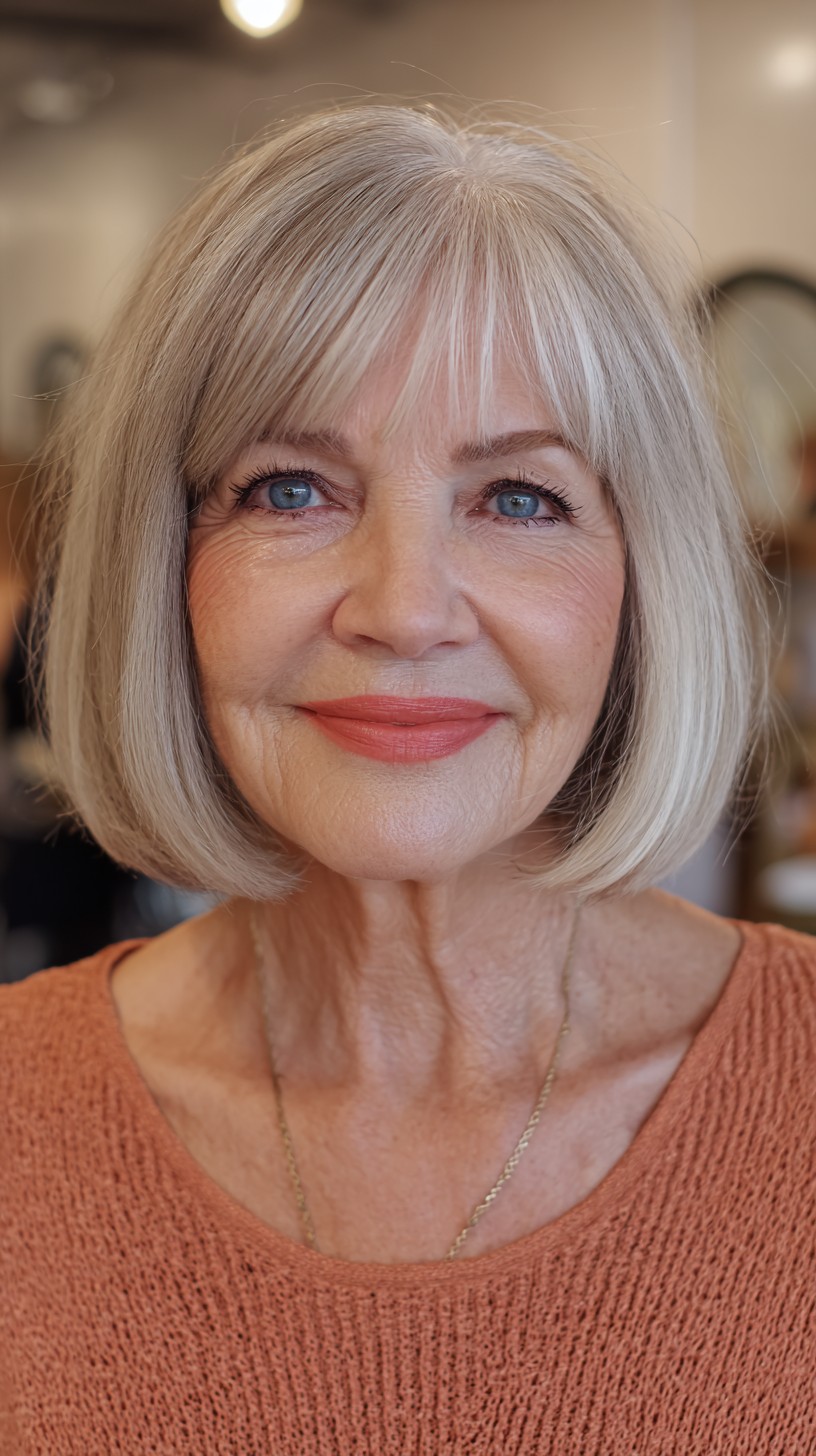 Sleek Blunt Bob with Wispy Bangs