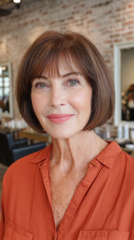 Sleek Jaw-Length Bob with Soft Curtain Bangs