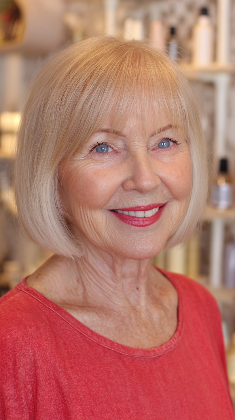 Soft Blunt Bob with Subtle Bangs
