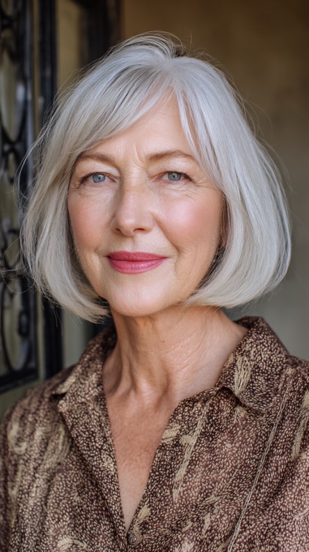 Soft Jaw-Length Bob with Subtle Curtain Bangs