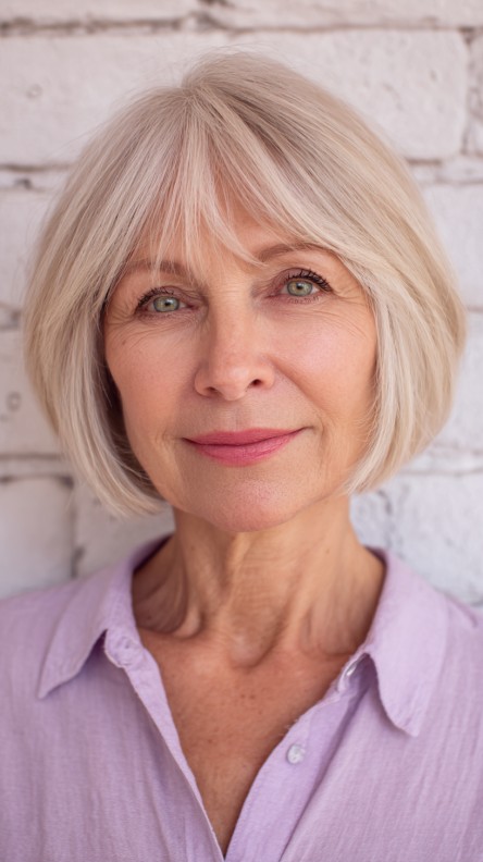 Soft Textured Bob with Curtain Bangs