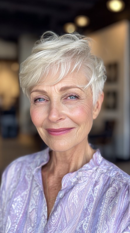 Soft Textured Pixie Cut with Playful Bangs