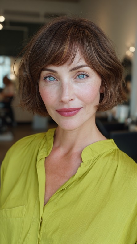 Stylish Jaw-Length Bob with Soft Curtain Bangs