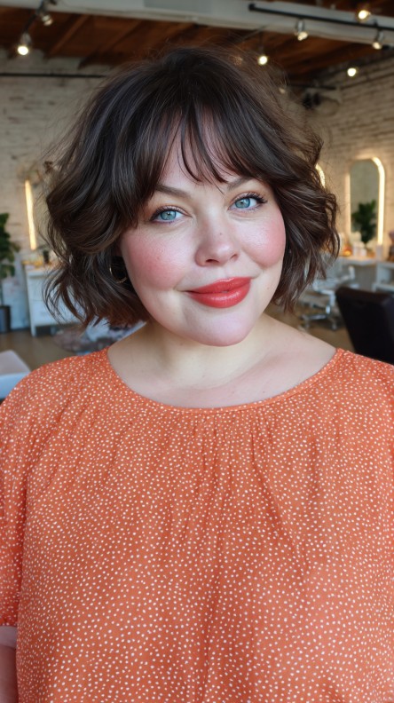 Stylish Textured Bob with Flirty Curtain Bangs