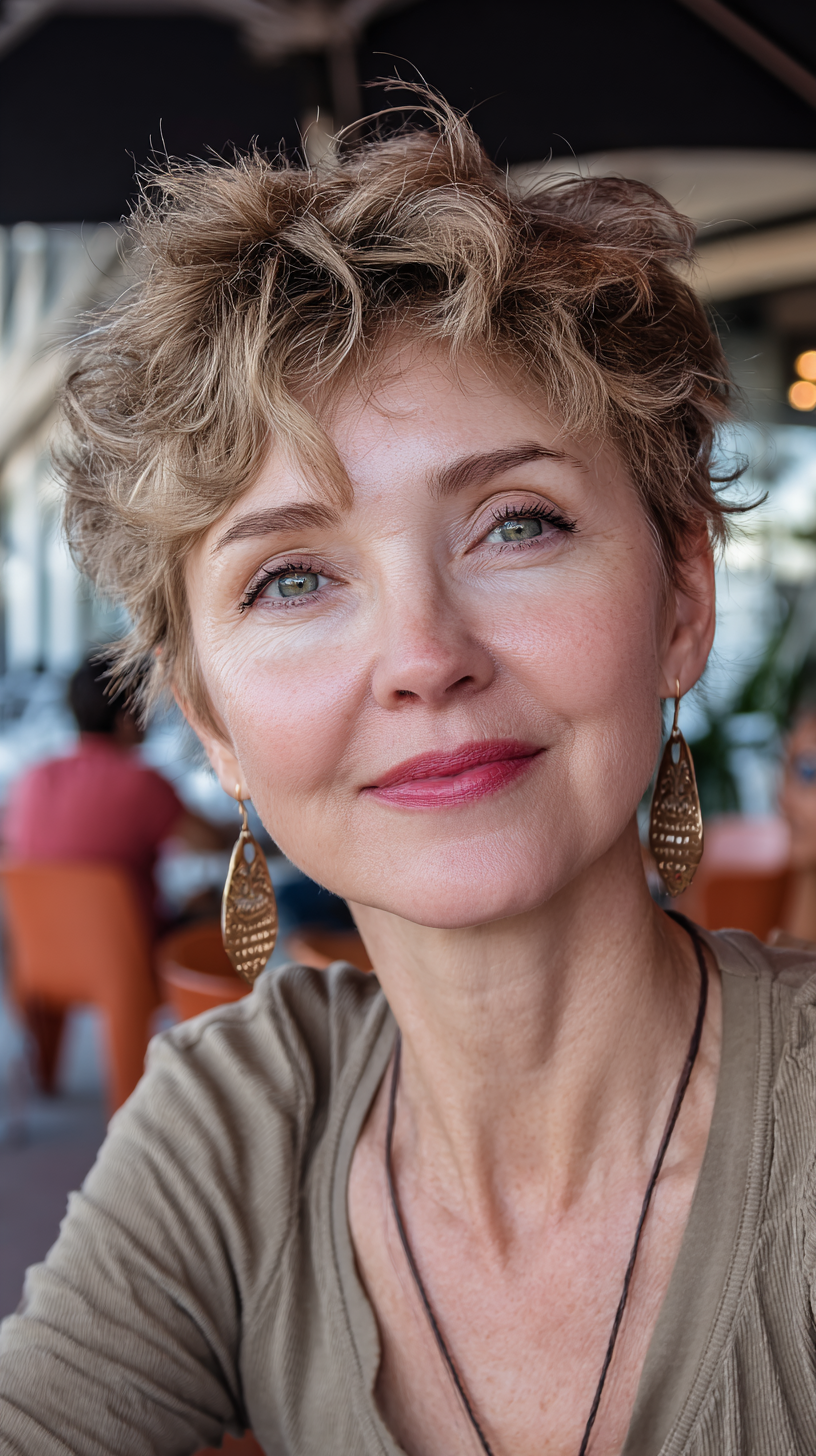 Textured Short Curly Cut with Soft Volume