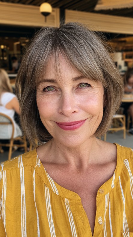 Timeless Jaw-Length Bob with Soft Curtain Bangs