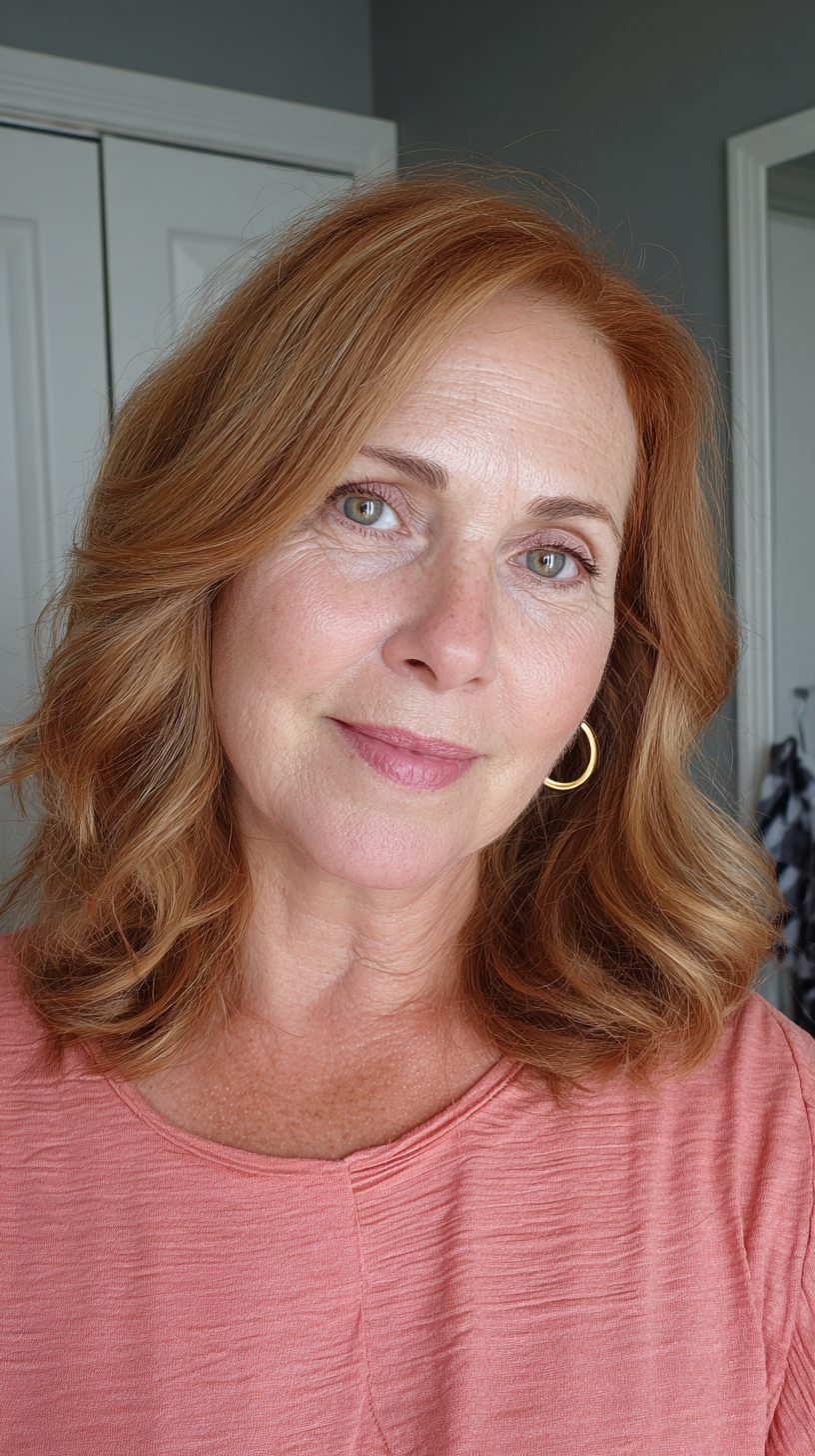 Warm Copper Feathered Waves with Subtle Layers