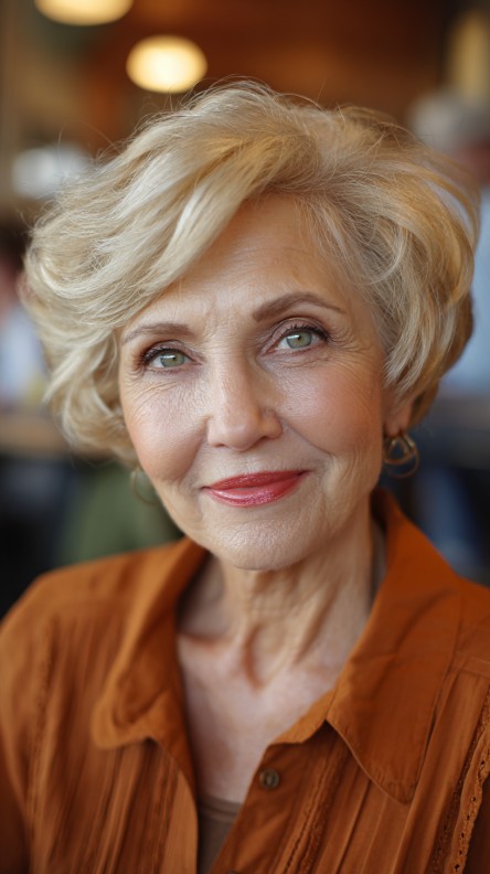Charming Layered Blonde Pixie with Soft Volume