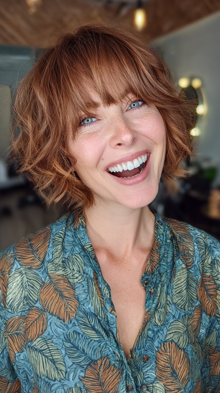 Chic Curly Bob with Soft Face-Framing Layers