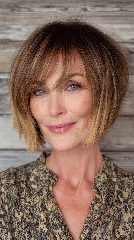 Chic Layered Bob with Soft Face-Framing Bangs