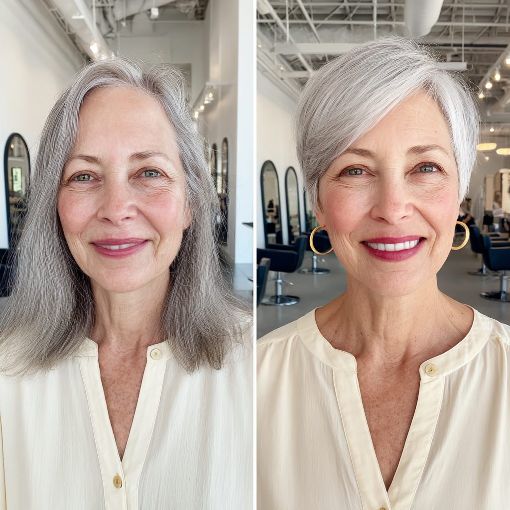 Chic Short Silver Pixie with Soft Volume