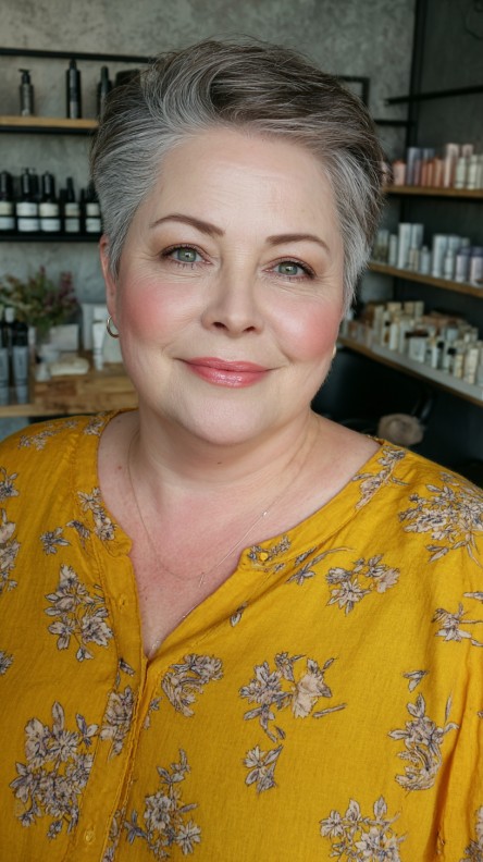 Chic Silver Pixie Cut with Soft Volume