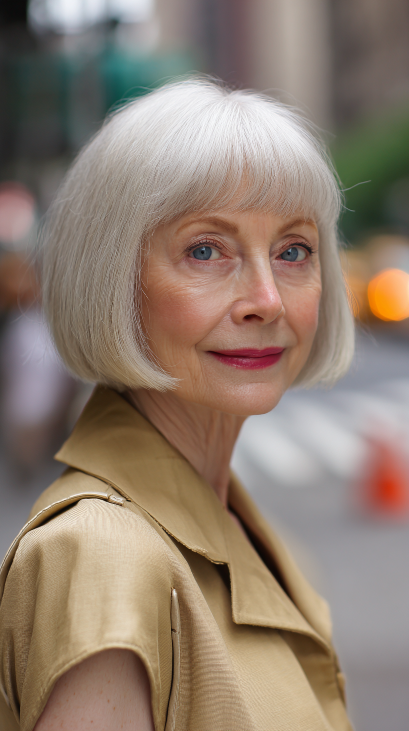 Chic Smooth Blunt Bob with Subtle Bangs