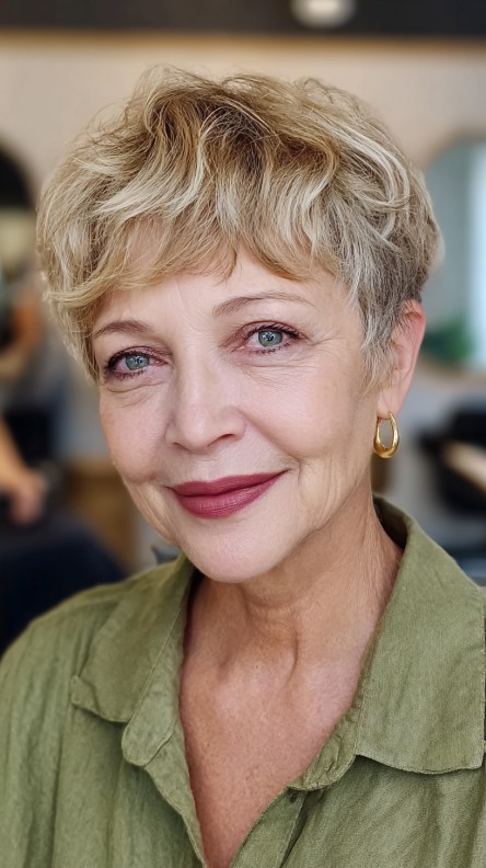Chic Textured Blonde Pixie Cut with Soft Layers
