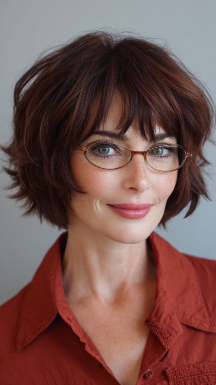 Chic Textured Bob with Soft Layers and Wispy Bangs