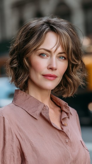 Chic Textured Brown Bob with Soft Layers
