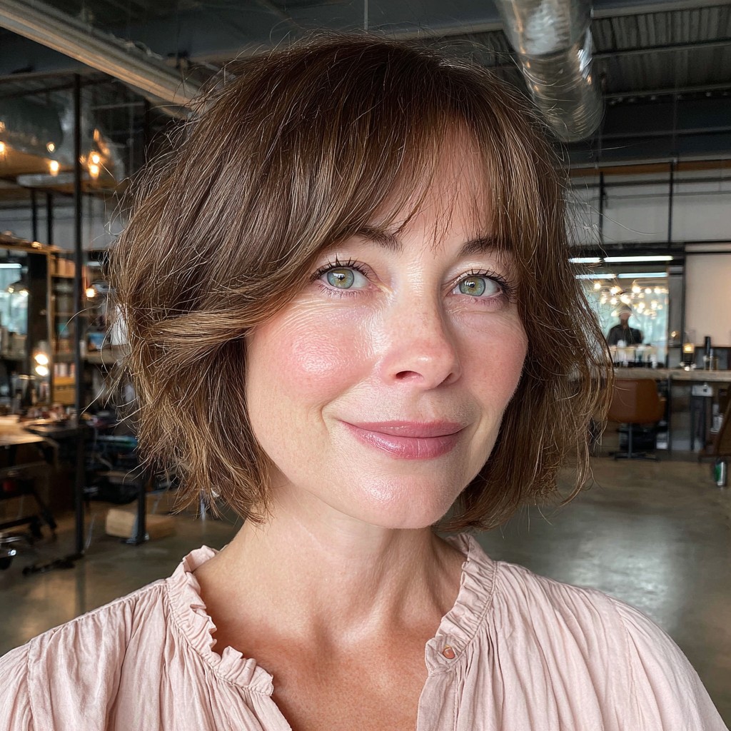 Chic Textured Chin-Length Bob with Soft Face-Framing Layers