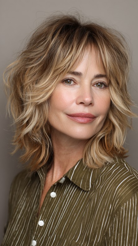 Chic Textured Layered Bob with Face-Framing Bangs