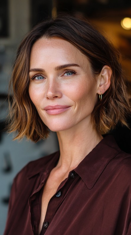 Chic Textured Lob with Soft Waves