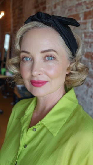 Classic Retro Soft Waves with Hair Scarf