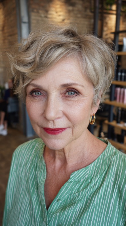 Elegant Textured Blonde Pixie with Soft Waves