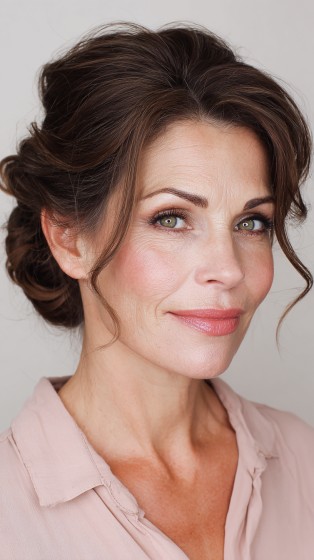 Elegant Twisted Low Bun with Soft Face-Framing Tendrils