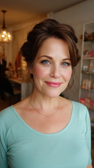 Elegant Updo with Soft Face-Framing Layers