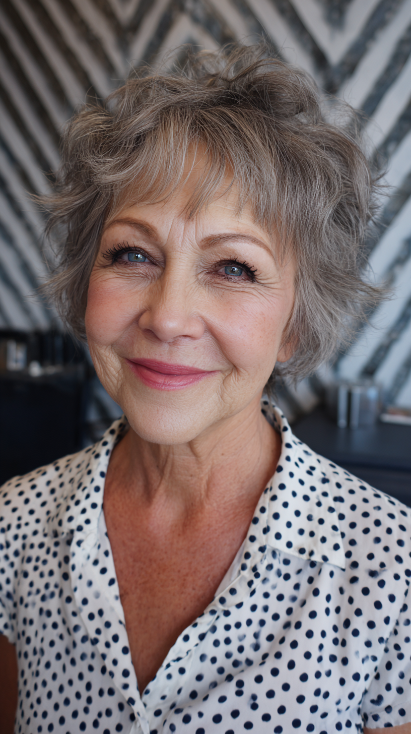Playful Textured Short Curls with Soft Framing