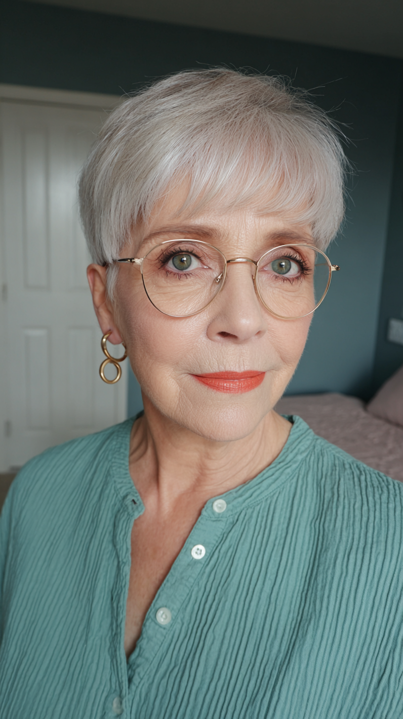 Refreshing Short Silver Pixie with Textured Layers