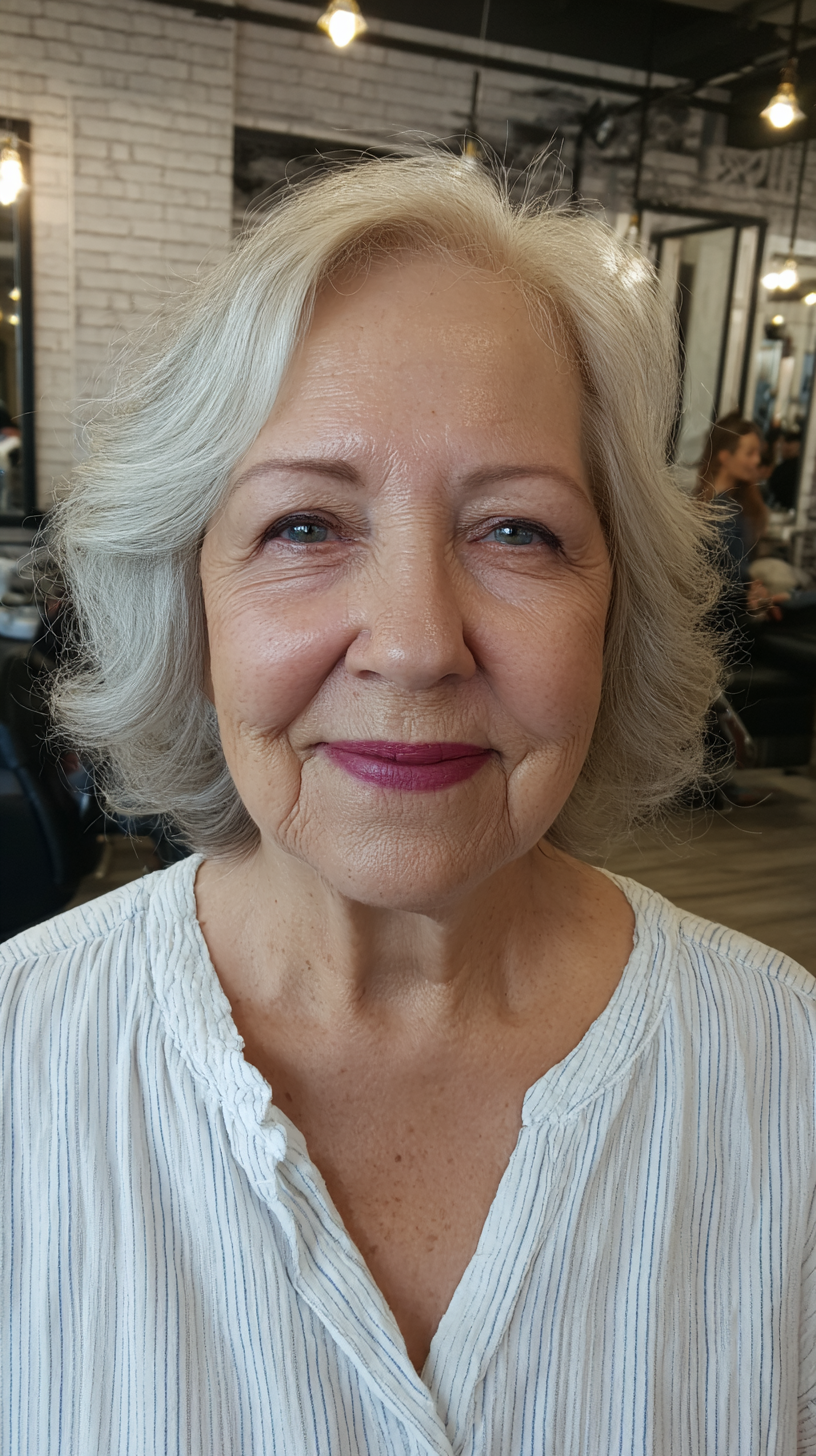 Softly Curled Shoulder-Length Hair with Subtle Layers