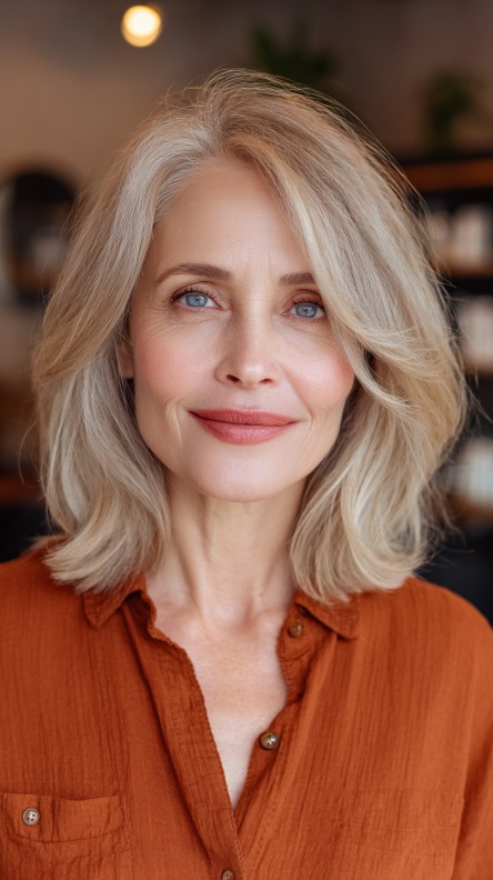 Softly Layered Ash Blonde Cut with Gentle Movement