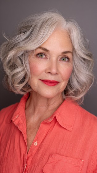 Softly Layered Shaggy Bob with Gentle Curls