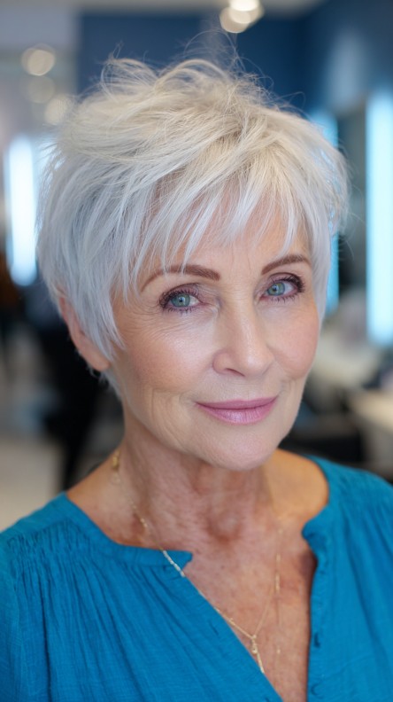 Softly Textured Mini Pixie Cut with Feathered Layers