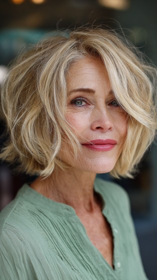 Stylish Textured Shaggy Bob with Soft Waves