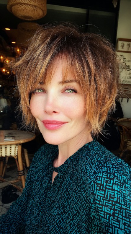 Textured Bob with Playful Layers and Subtle Highlights